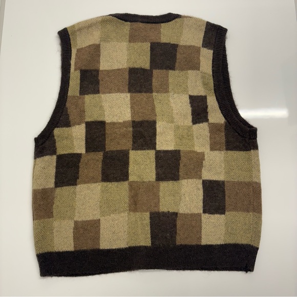 Stussy Wobbly Check Mohair Sweater Vest Brown XL NWT - Picture 5 of 8